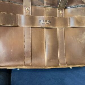 Western leather goods Brown Men's messenger computer bag